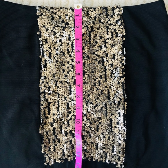 Black Mini Skirt with Gold Sequins (A) - Picture 7 of 8